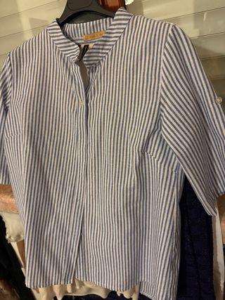 Camicia donna righe blu e bianche