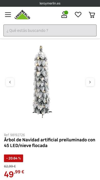 Árbol de Navidad nevado blanco Artificial 60cm