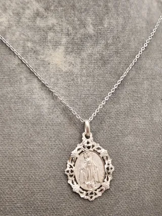 Medalla Milagrosa Plata 925 + Cadena Acero