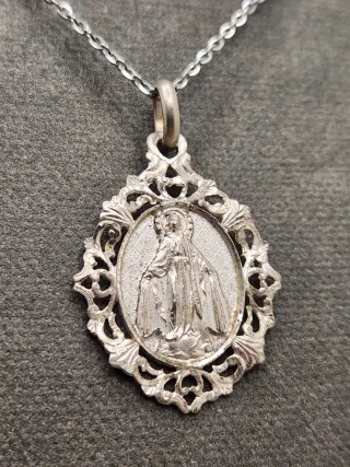 Medalla Milagrosa Plata 925 + Cadena Acero