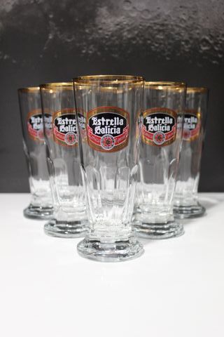 6 Bicchieri Estrella Galicia Especial Borde Oro