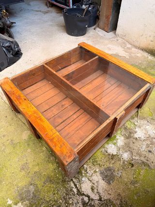 Mesa baja rústica madera y cristal