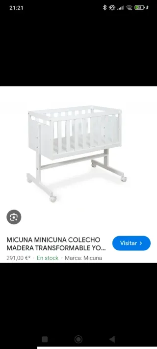 Minicuna colecho madera blanca