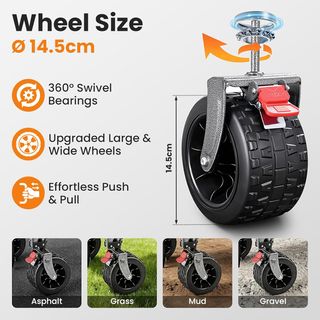 Carro playa plegable 200L ruedas 7” 150kg