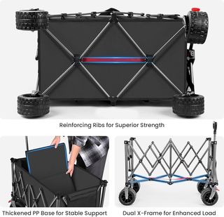 Carro playa plegable 200L ruedas 7” 150kg