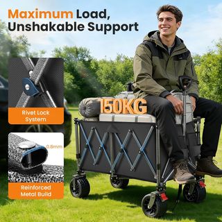 Carro playa plegable 200L ruedas 7” 150kg