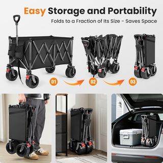 Carro playa plegable 200L ruedas 7” 150kg