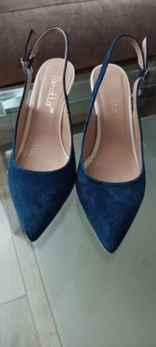Zapatos Renatta Azul Slingback Tacón