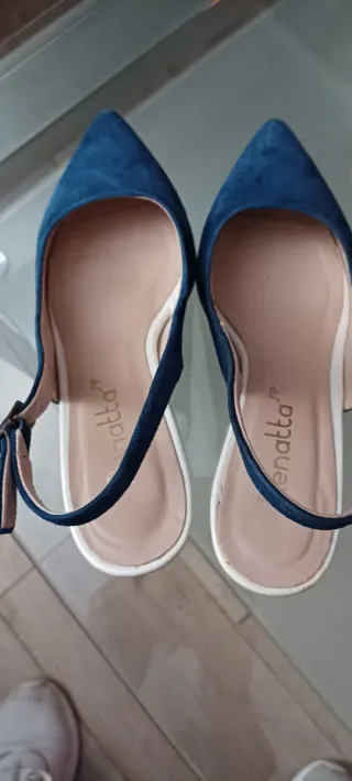 Zapatos Renatta Azul Slingback Tacón