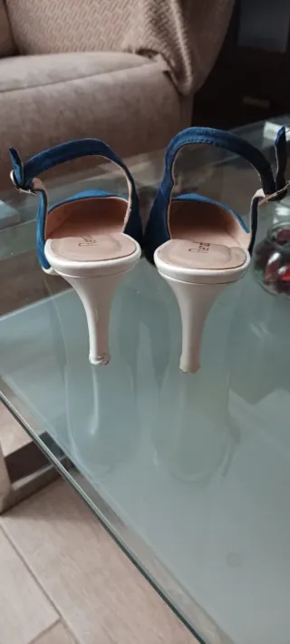 Zapatos Renatta Azul Slingback Tacón