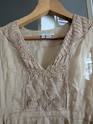 Blusa Zara Beige Seda