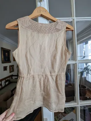 Blusa Zara Beige Seda