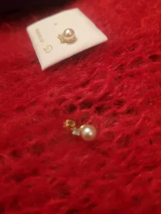 Aretes Chapado Oro Perla y Circonita