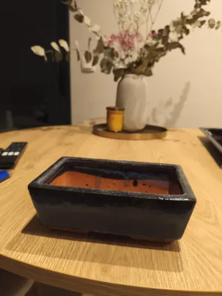 Macetero Bonsái esmaltado azul – 17,5 cm