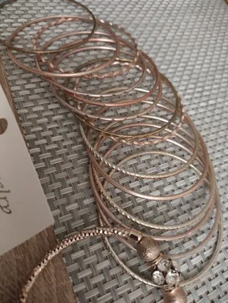 Lote pulseras y pendientes oro y plata