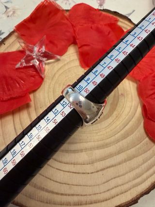 Anillo Plata 925 Vajra Dorje con Piedra Roja