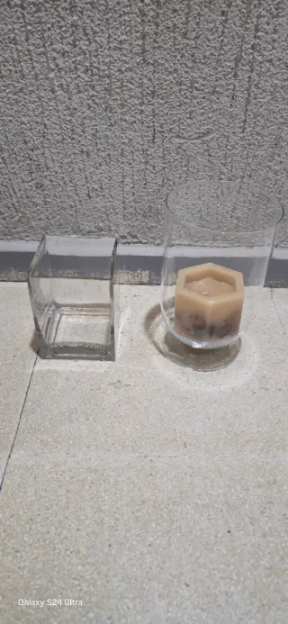 Juego de 3 jarrones de cristal azul