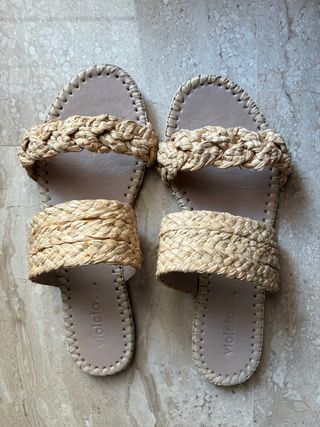Sandalias Mango Beige Rafia