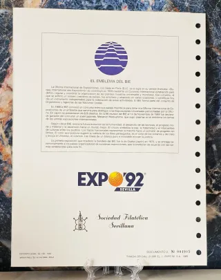 Francobolli EXPO SEVILLA 1992 Documento #2 Collezione