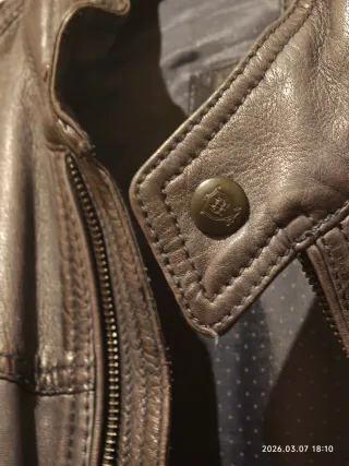 Chaqueta Cuero Azul Massimo Dutti Talla S