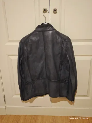 Chaqueta Cuero Azul Massimo Dutti Talla S