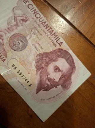 50000 Lire Bernini I Tipo Errore Di Stampa Taglio