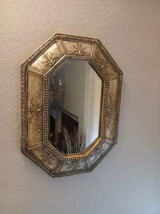 Espejo Octogonal Decorativo Dorado y Plateado