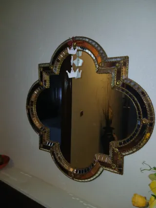 Espejo Octogonal Decorativo Dorado y Plateado