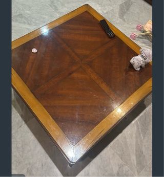 Mesa de centro madera con cajones y cristal