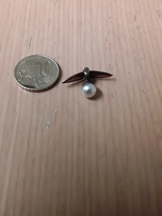 Botón antiguo de muelle con forma de alas.