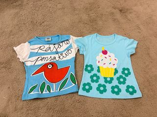 2 Camisetas Algodón Niña 2 Años