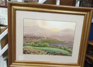 Acuarela Collado Paisaje Montañoso