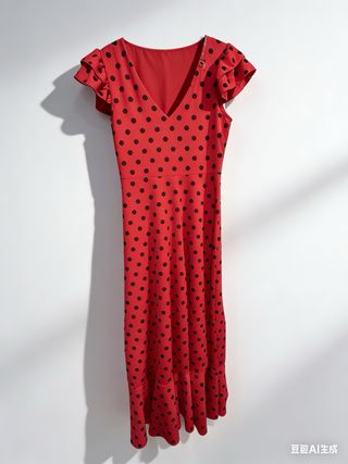 Vestido de feria/gitana lunares beige