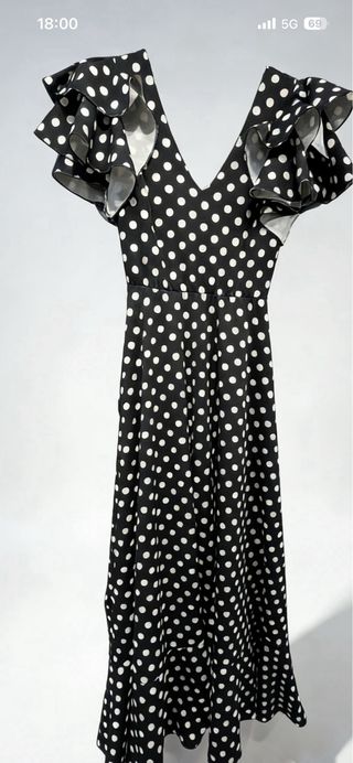 Vestido de feria/gitana lunares beige