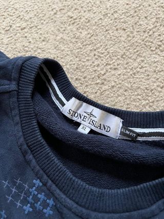 Stone Island Cross Print Graphic Crewneck Navy Blu