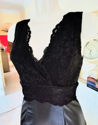 Vestido Guess Negro Encaje Efecto Piel Talla XS