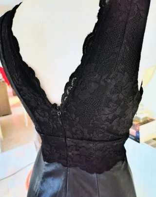 Vestido Guess Negro Encaje Efecto Piel Talla XS