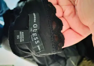 Vestido Guess Negro Encaje Efecto Piel Talla XS