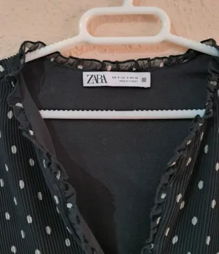 Vestido Zara Negro Lunares