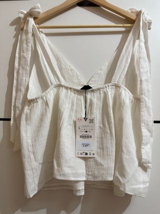 Blusa Zara Blanca con Lazos