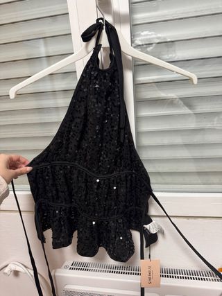Top lentejuelas fiesta SHEIN negro
