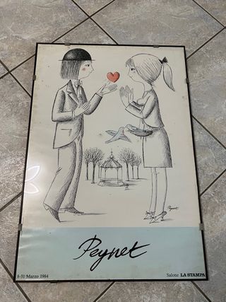 Poster vintage Peynet Salone La Stampa 1984