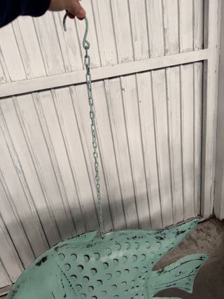 Figura Decorativa Pez Metal Teal 108X16X80