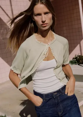 ZARA Chaqueta Punto Detalle Puntilla S