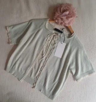 ZARA Chaqueta Punto Detalle Puntilla S