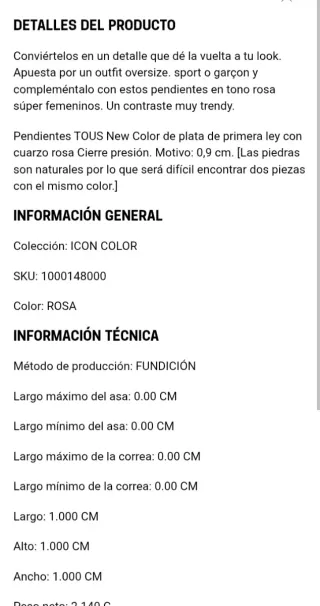 Pendientes Tous Oso Rosa y Plata Originales