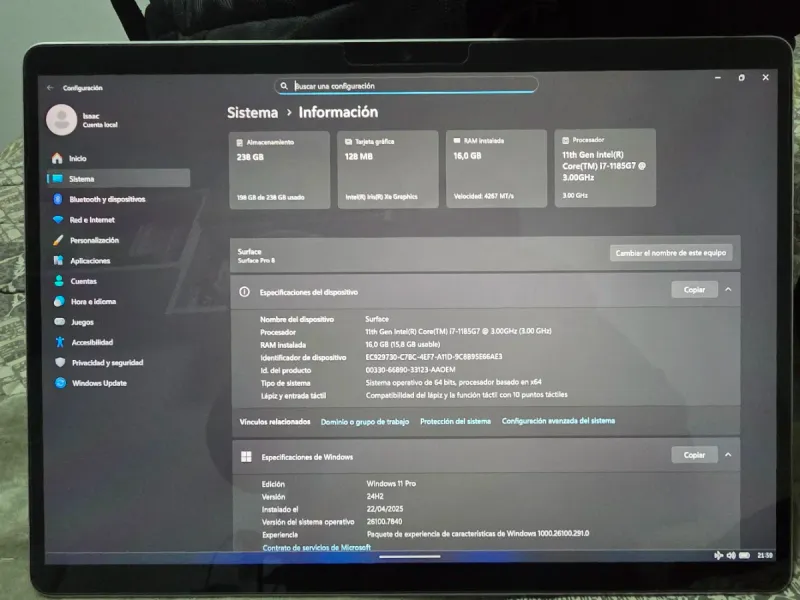 Microsoft Surface Pro 8 Plata