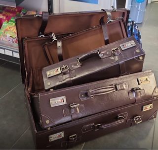 Juego Maletas Piel Vintage Marrón
