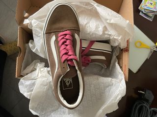 Zapatillas Vans Marrones Cordones Rosas Talla 38