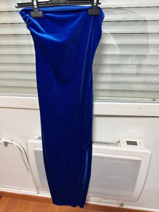 Vestido Bershka Terciopelo Azul Eléctrico